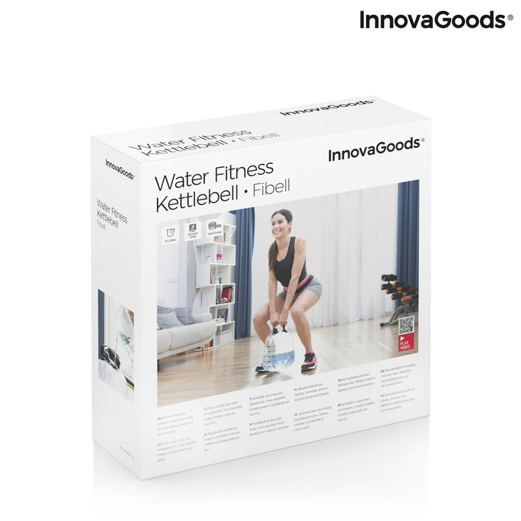 Wassergefüllte Kettlebell für Fitness mit Trainingsguide Fibell