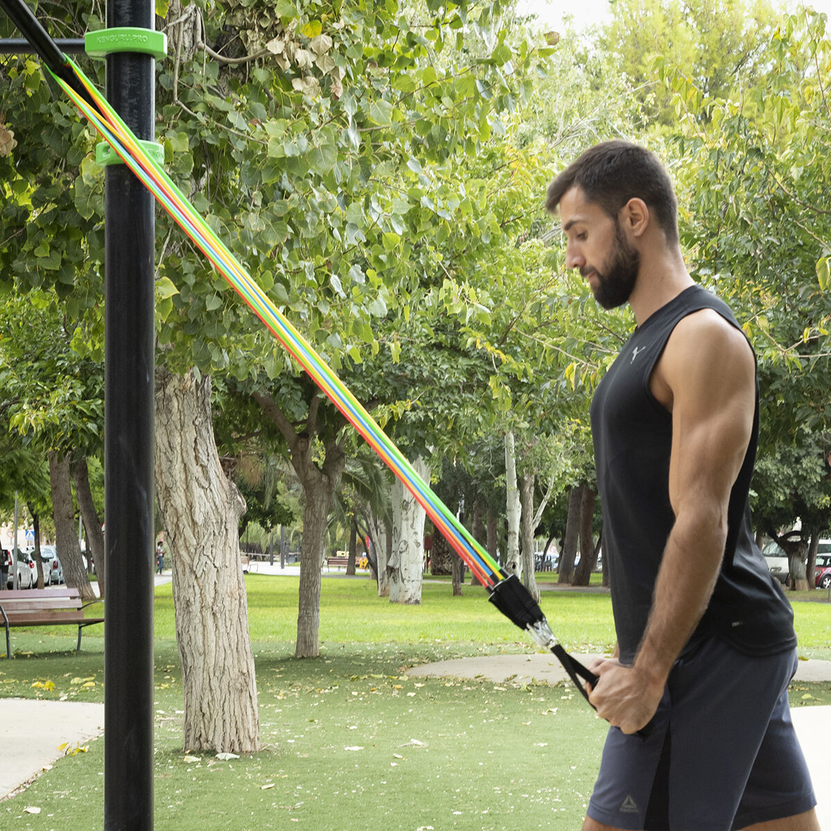 Widerstandsbänder Set mit Zubehör und Trainingsguide Rebainer