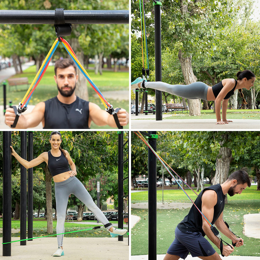 Widerstandsbänder Set mit Zubehör und Trainingsguide Rebainer