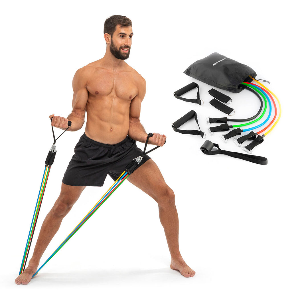 Widerstandsbänder Set mit Zubehör und Trainingsguide Rebainer