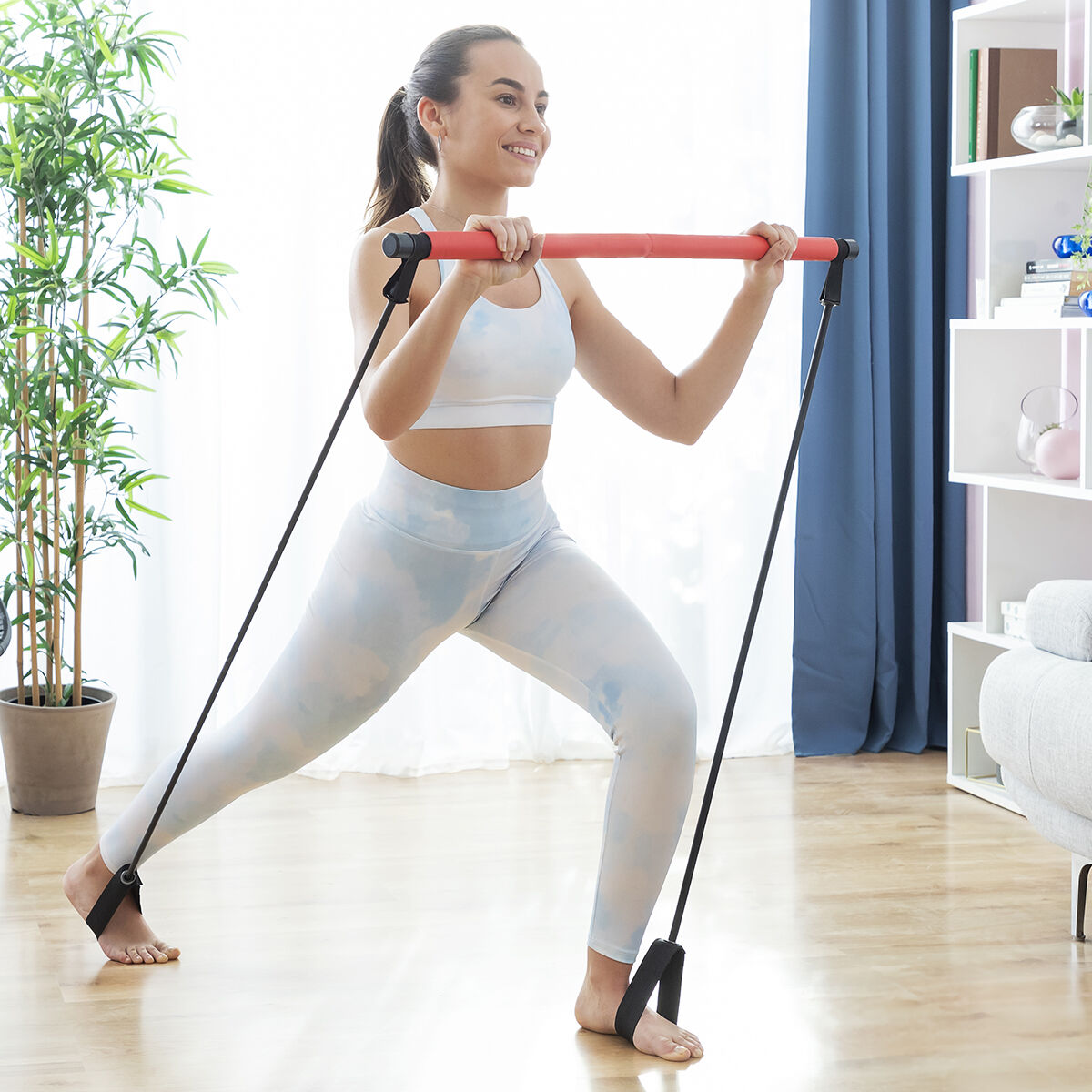 Fitness Bar mit Widerstandsbändern und Trainingsguide Resibar