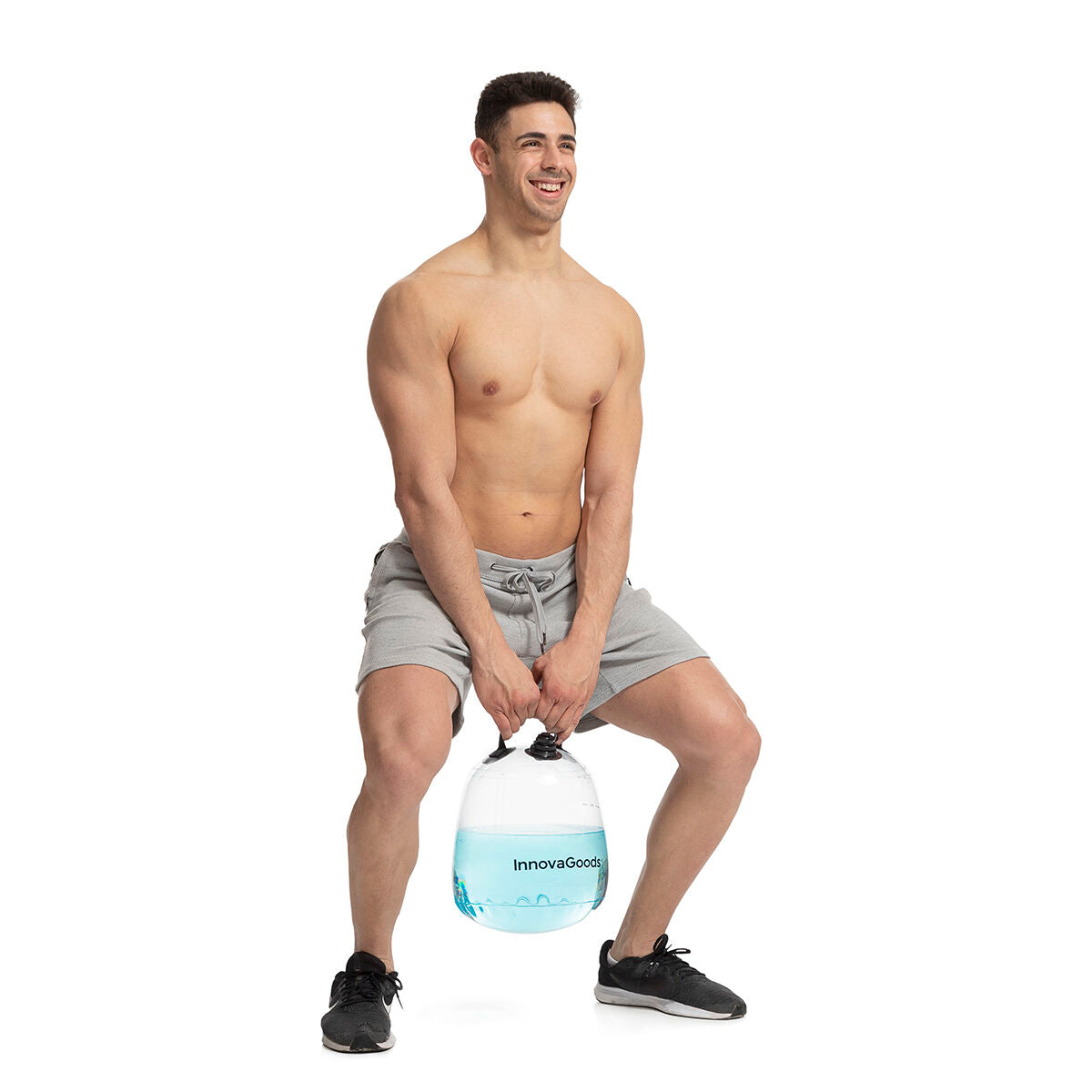 Wassergefüllte Kettlebell für Fitness mit Trainingsguide Fibell