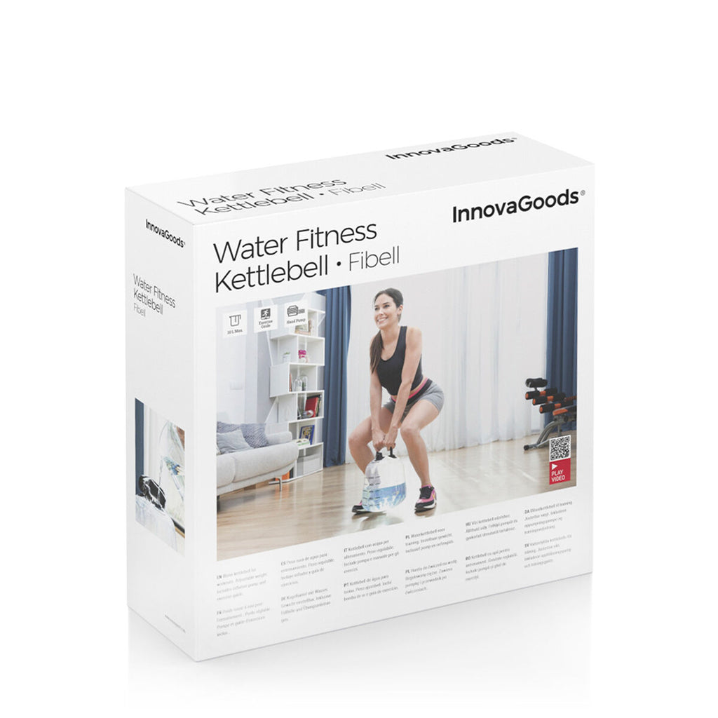 Wassergefüllte Kettlebell für Fitness mit Trainingsguide Fibell